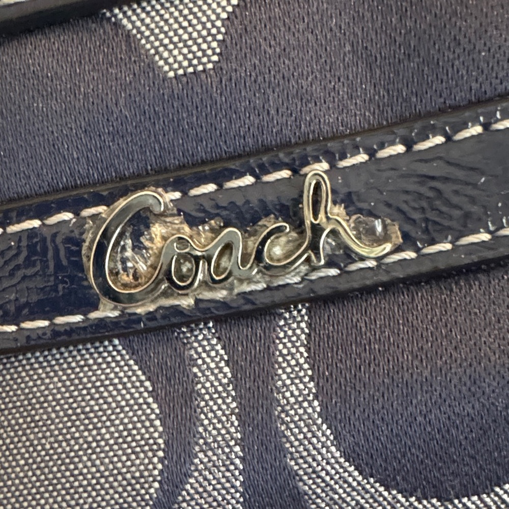 Coach Navy and Silver Signature Jacquard Wristlet - Picture 3 of 5
